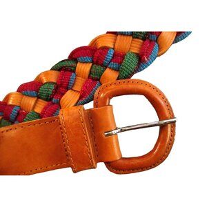 Vintage Belt Womens M/L Boho Hippie Woven Braided Genuine Leather Guatemala NEW